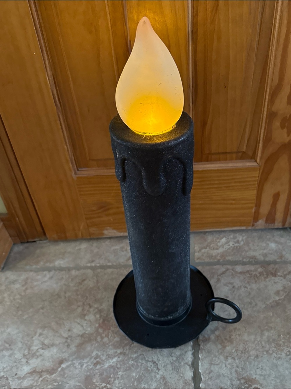 LED Black Drip Pillar Candle Accent Light